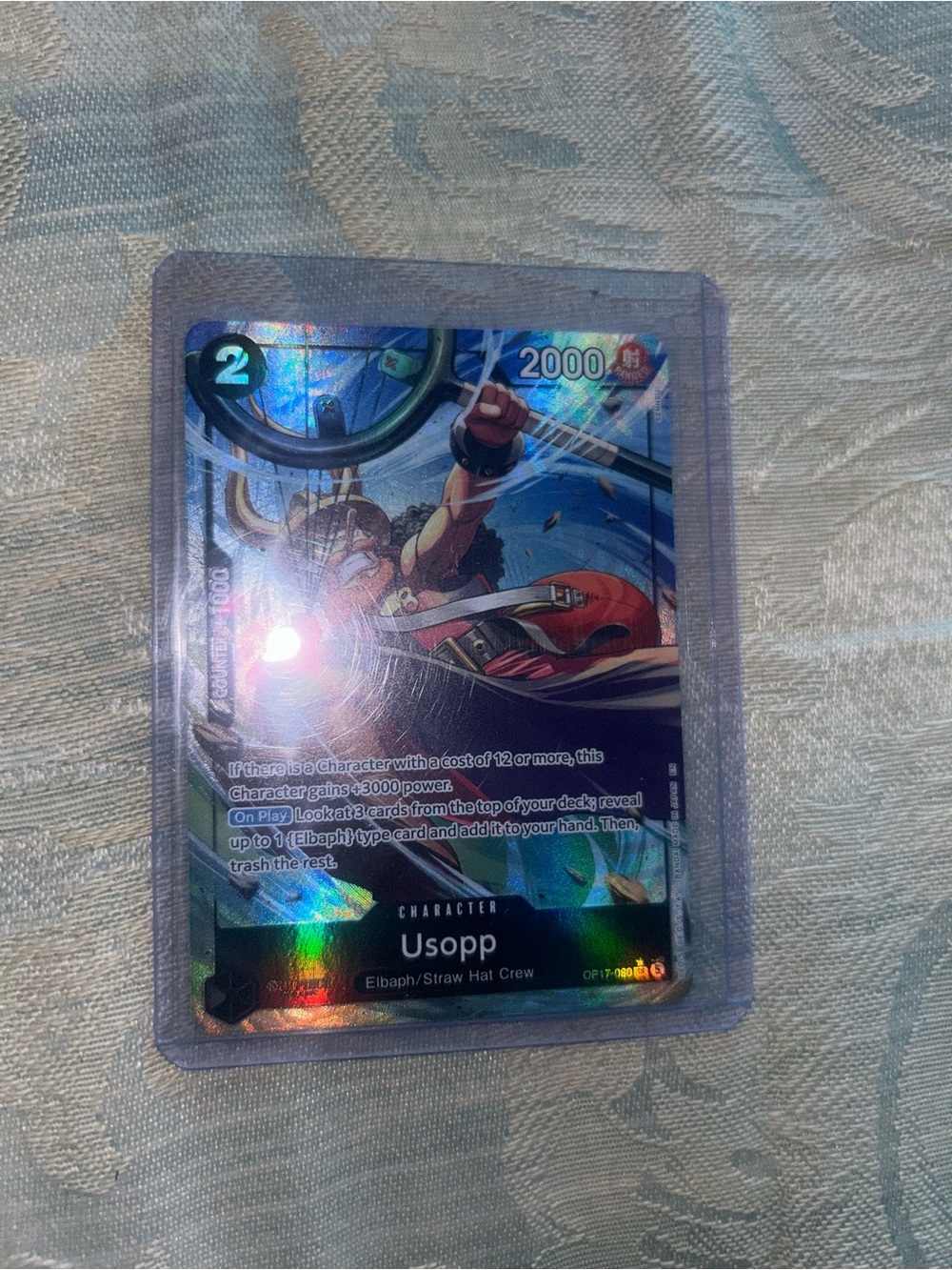 Onepiece Usopp Holographic Trading Card - Blue and Red